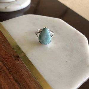 Natural Larimar and Sterling Silver Ring Size 5.5